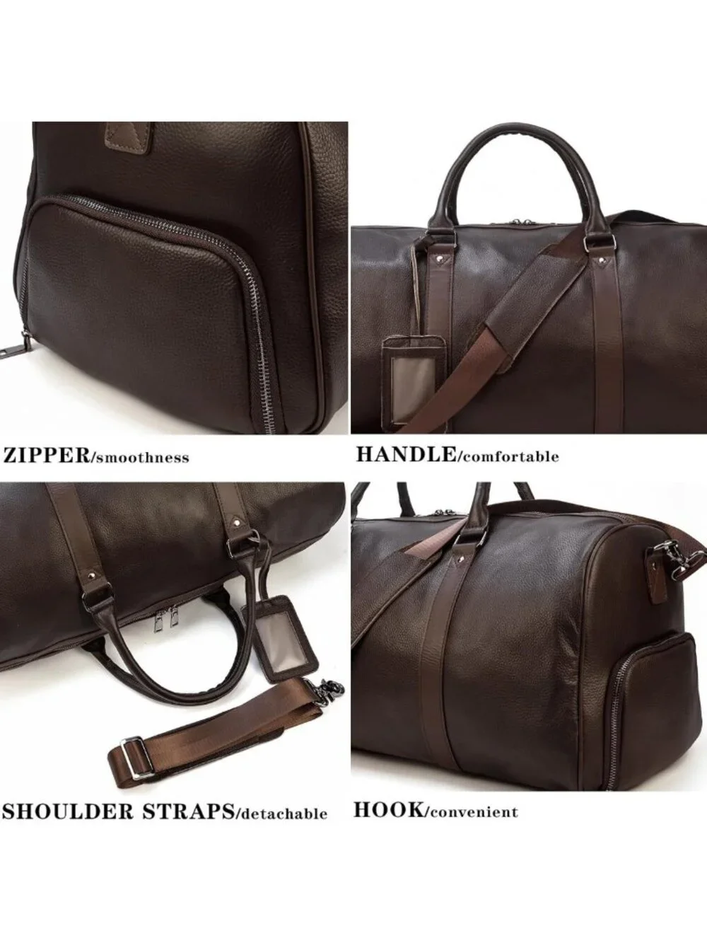 Stylish Genuine Leather Travel Duffel Bag for Men & Women - Weekend Gym Tote